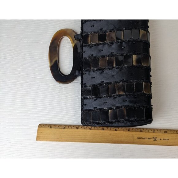 MAD BAGS shell tiles and glass bead evening purse lucite handle as is - Picture 11 of 16